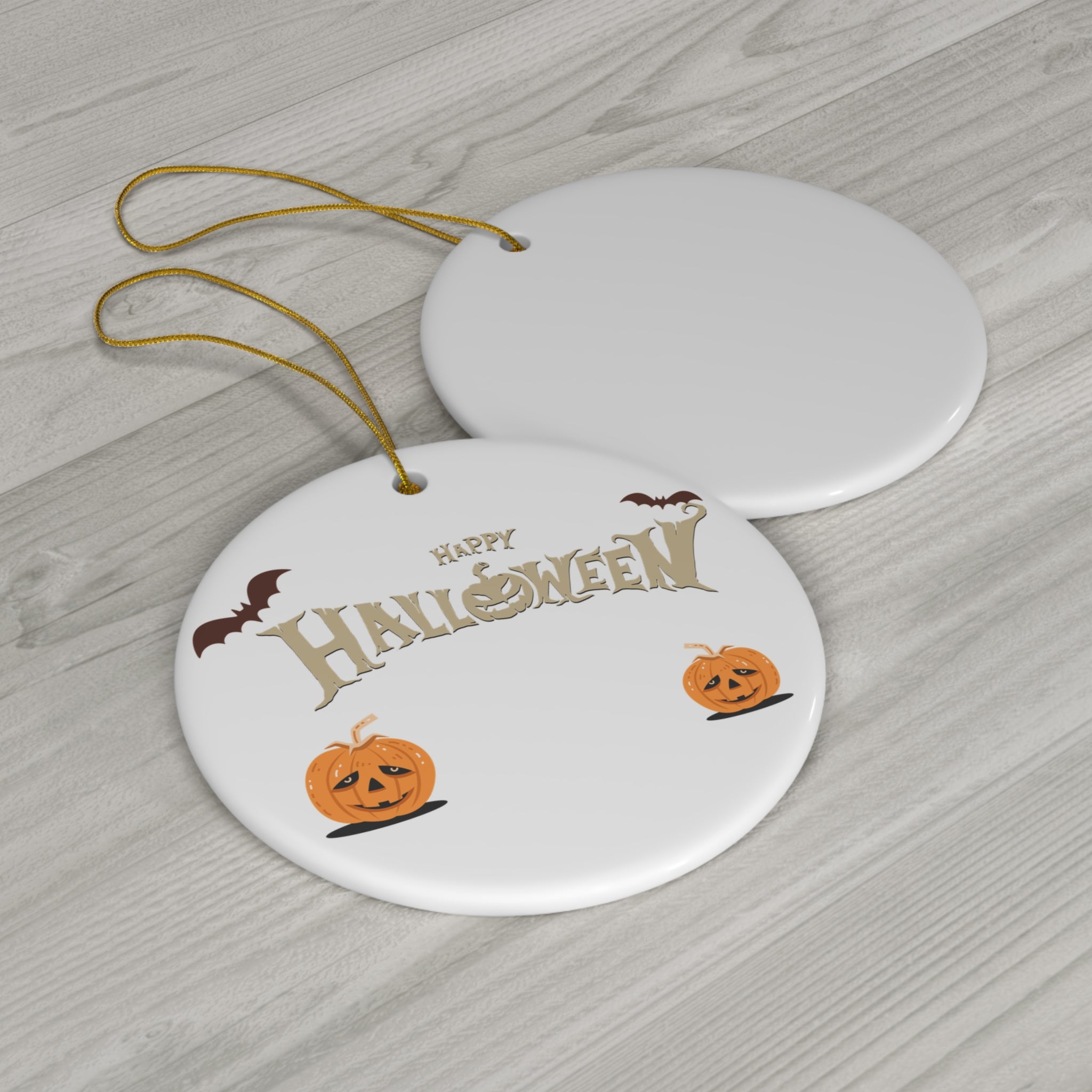 Happy Halloween with Pumpkin | Ceramic Ornament
